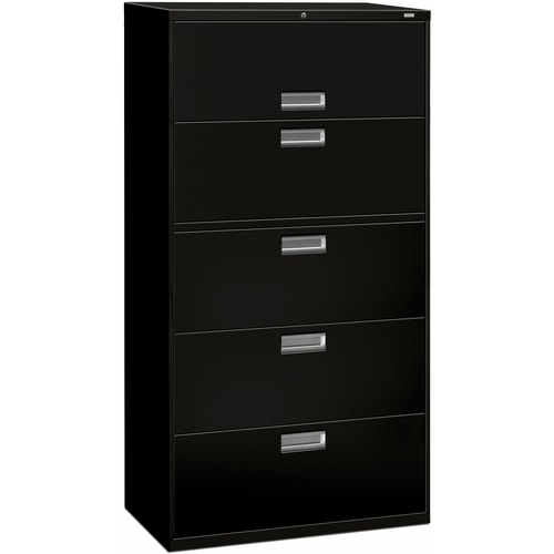 File, Lateral, 5 Drawer, 36" Wide/Lock, Black