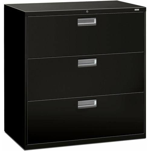 File, Lat, 3 Drawers, 42" Wide with Lock, Black