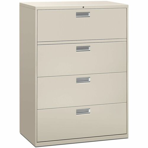 File, Lateral, 4 Drawer, 42" Wide, Lock, Light Gray