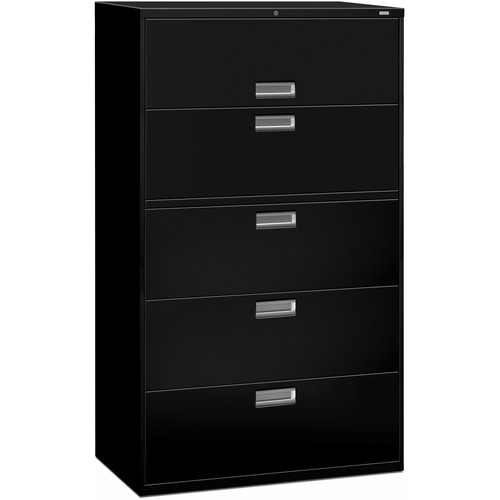 File, Lateral, 5 Drawer, 42" Width/Lock, Black