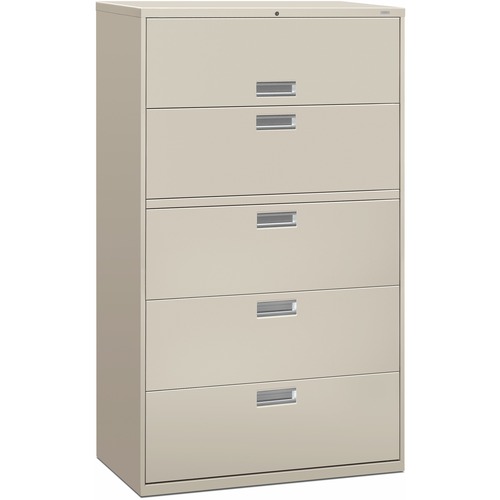 File, Lateral, 5 Drawer, 42" Wide with Lock, Light Gray