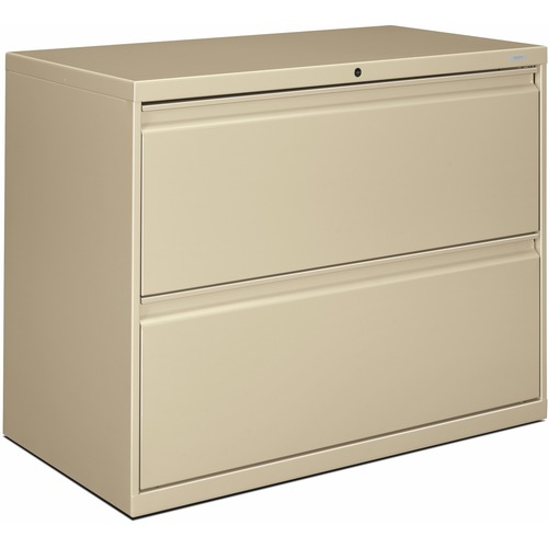 2-Drawer Lateral File With Lock, 36"x19-1/4"x28-3/8", Putty