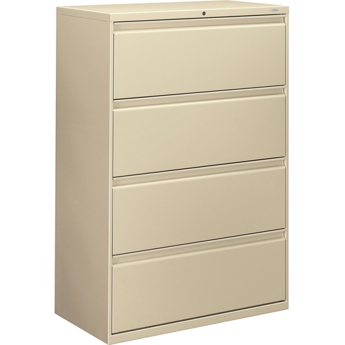 4-Drawer Lateral File With Lock, 36"x19-1/4"x53-1/4", Putty