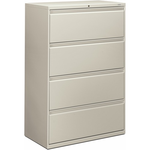 4-Drawer Lateral File, With Lock, 36"x19-1/4"x53-1/4", Lt Gray