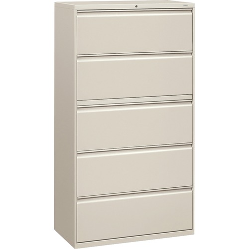 5-Drawer Lateral File With Lock, 36"x19-1/4"x67", Light Gray