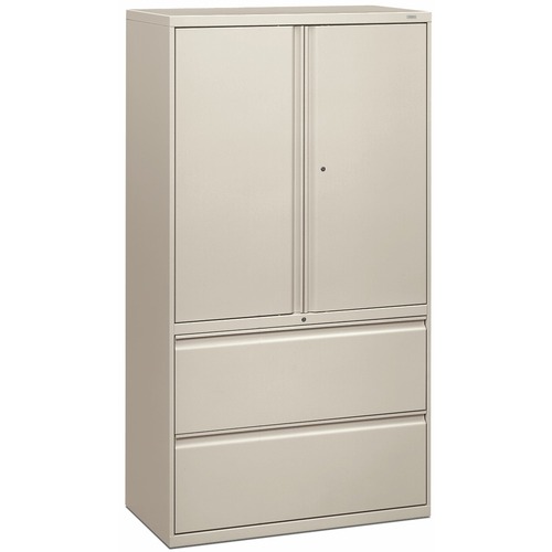 Lateral File, With Storage, 2-Drawer, 36" x 18" x 64-1/2", Light Gray