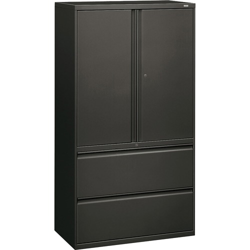 Lateral File, With Storage, 2-Drawer, 36" x 18" x 64-1/2", Charcoal