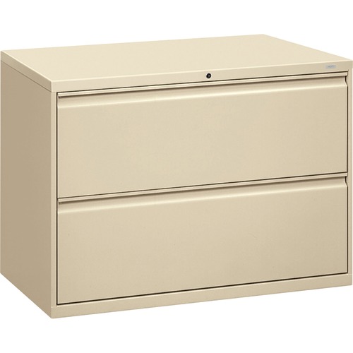 2-Drawer, Lateral File With Lock, 42"x19-1/4"x28-3/8", Putty