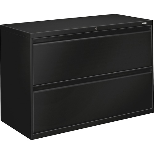 Lateral File, 2-Drawer, With Lock, 42" x 18" x 28", Black