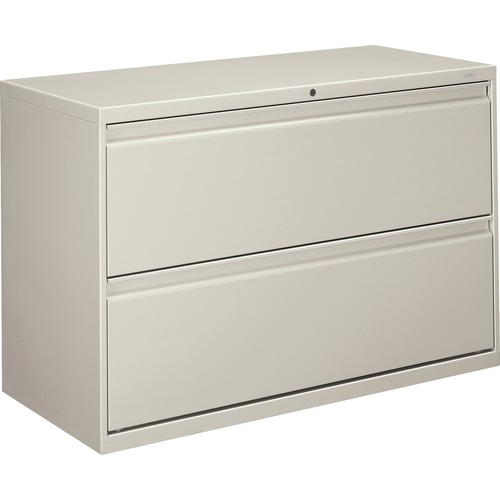 2-Drawer Lateral File, With Lock, 42"x19-1/4"x28-3/8", Lt Gray