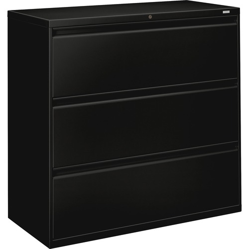 Lateral File, 3-Drawer, With Lock, 2" x 18" x 52-1/2", Black