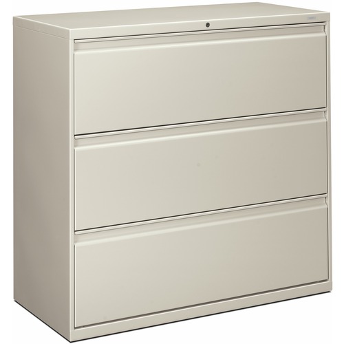 3-Drawer Lateral File, With Lock, 42"x19-1/4"x40-7/8", Lt Gray