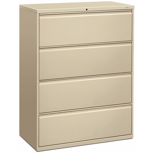 4-Drawer, Lateral File With Lock, 42" x 19-1/4" x 53-1/4", Putty