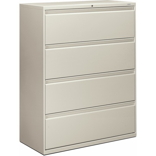 4-Drawer Lateral File, With Lock, 42"x19-1/4"x53-1/4", Lt Gray