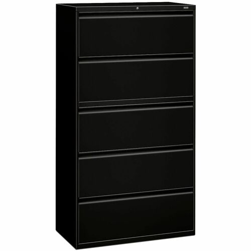 Lateral File, 5-Drawer, Locking, 42" x 18" x 64-1/4", Black