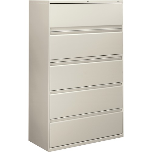 5-Drawer Lateral File, With Lock, 42" x 19-1/4" x 67", Light Gray