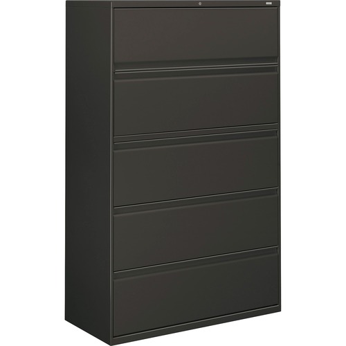 Lateral File, 5-Drawer, With Lock, 42"x18"x64-1/2", Charcoal
