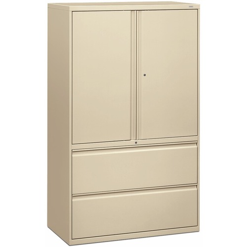 Lateral File, With Storage, 2-Drawer, 42" x 18" x 64-1/2", Putty