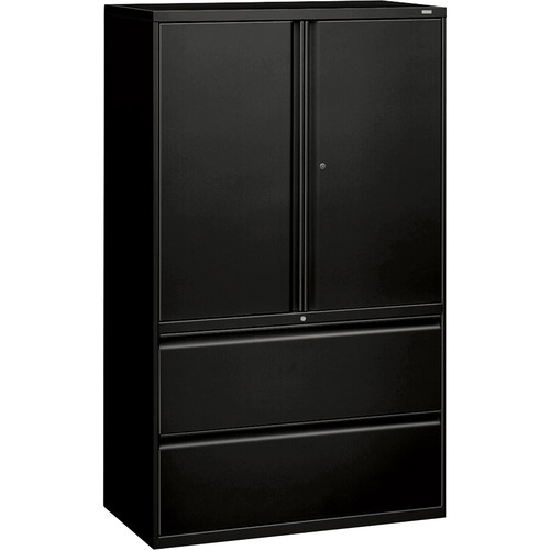 Lateral File, 2-Drawer, With Storage, 42"x18"x64-1/4", Black
