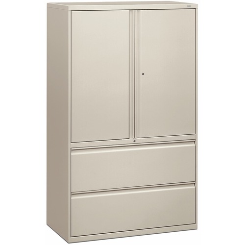 Lateral File, With Storage, 2-Drawer, 42"x18"x64-1/2", Light Gray