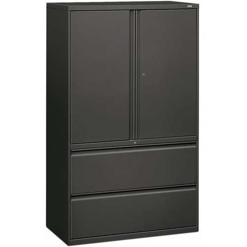 Lateral File, With Storage, 2-Drawer, 42" x 18" x 64-1/2", Charcoal