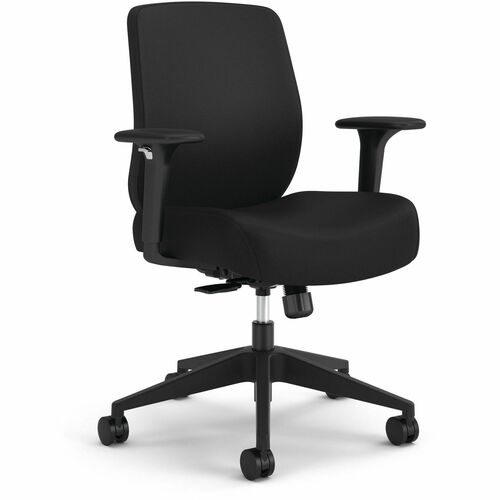 Chair, Task, Upholstered Back, Arms, Black