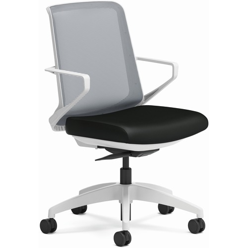 Task Chair, Black Vinyl, 27"x27"x41", DW Frame/Fog Mesh Back