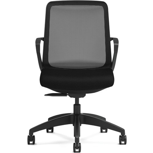 Task Chair, Black Fabric, 27"x27"x41", Black Frame/Black Mesh Back