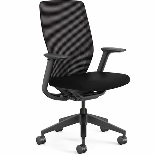 Task Chair, Mesh Back, Fabric Seat, 27-7/8" x 25" x 42-1/2", Black