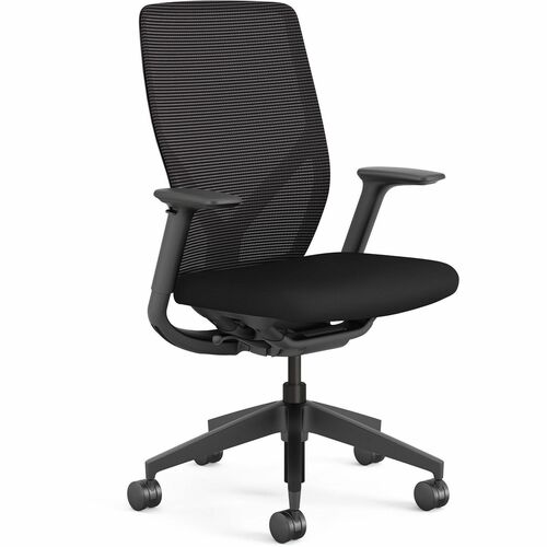 Task Chair, Mesh Back, Vinyl Seat, 27-7/8"x25"x42-1/2", Black
