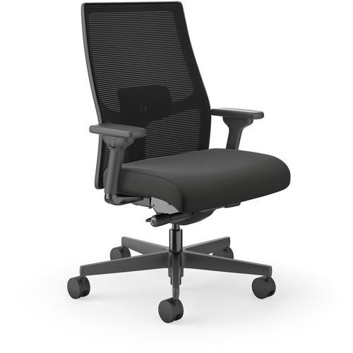 Mid-Back Task Chair, Big & Tall, 30"x30"x46", Black Contourett Seat