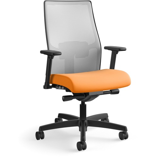 Task Chair, Mesh Back, 27"x28-1/2"x44-1/2", Fog/Apricot/Black