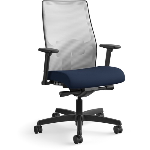 Task Chair, Mesh Back, 27" x 28-1/2" x 44-1/2", Fog/Navy/Black