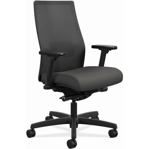 Task Chair, Mesh Back, 27"x28-1/2"x44-1/2", Iron Ore/Black