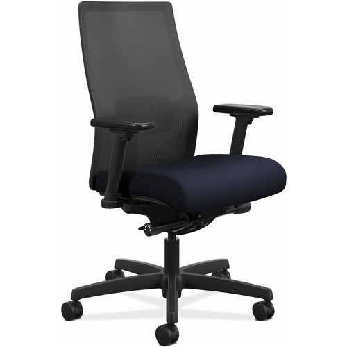 Task Chair, Mesh Back, Lumbar Support, 27" x 28-1/2" x 44-1/2", Navy