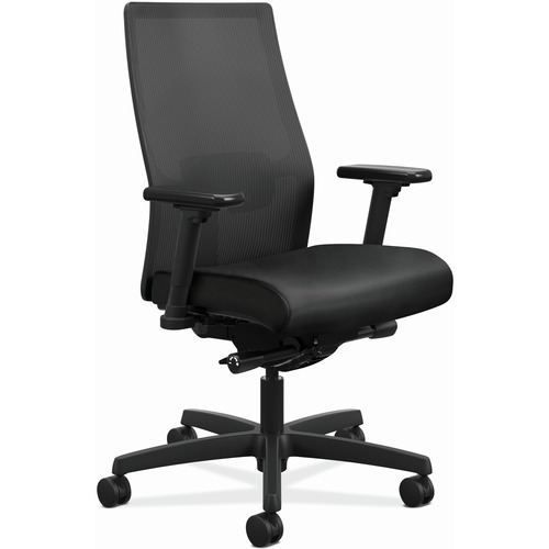 Task Chair, Mesh Back, 27"x28-1/2"x44-1/2", PU Black/Black