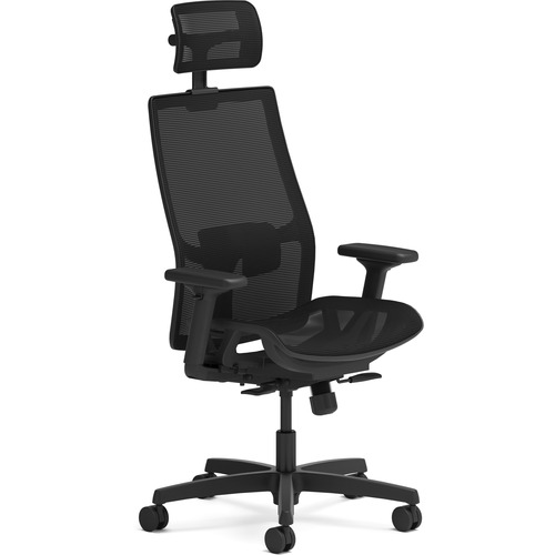 Mid-Back Task Chair, With Headrest, Mesh, 27" x 24" x 53.97", Black