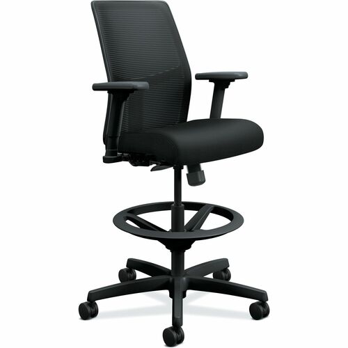 Stool, Mesh Back, Adjustable Arm, Black