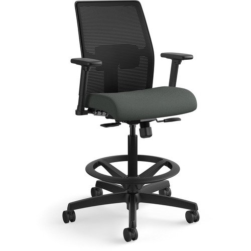 Task Stool, Mesh, Adjustable Lumbar, 26" x 26-1/2" x 52-1/2", Iron Ore