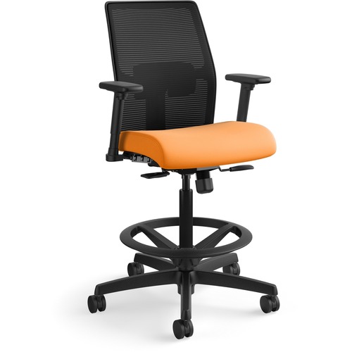 Task Stool, Mesh, Adjustable Lumbar, 26" x 26-1/2" x 52-1/2", Apricot