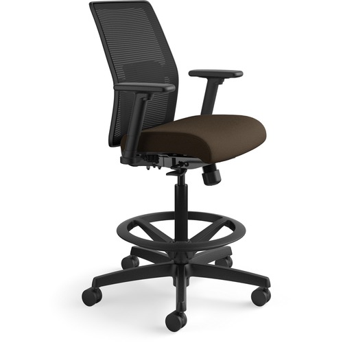 Task Stool, Mesh, Adjustable Lumbar, 26"x26-1/2"x52-1/2", Espresso