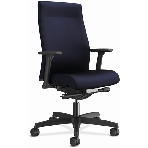 Task Chair, 27" x 28-1/2" x 44-1/2", Navy Fabric/Black Frame