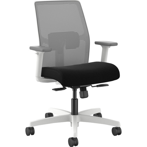 Task Chair, 26" x 22" x 40-1/2", Fog Mesh Back/Black Seat/White Frame