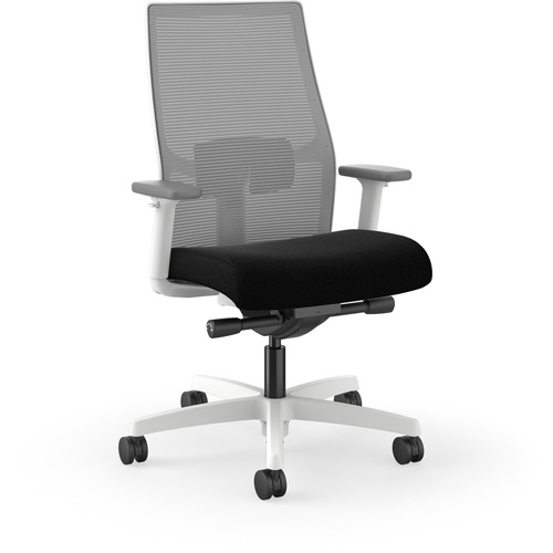 Task Chair, 27" x 24" x 43-3/2", Fog Mesh Back/Black Seat/White Frame