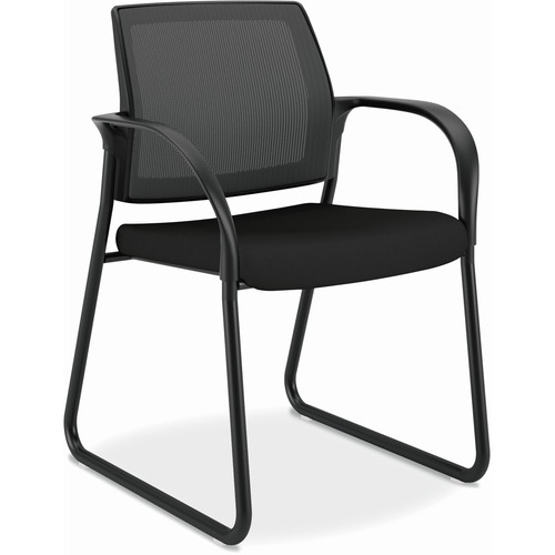 Chair, Sled Base, With Arms, Black
