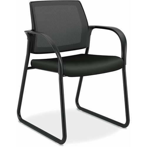 Guest Chair, Sled Base, 25"x21-3/4"x33-1/2", Black Vinyl
