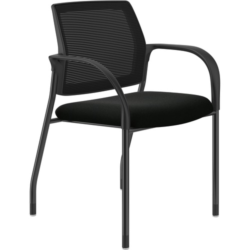 Stacking Chair, w/Glides, 25" x 21-3/4" x 33-1/2", PU Black