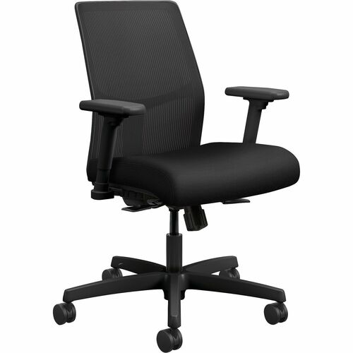 Task Chair, Mesh Back, 26" x 26-1/2" x 40-1/2", Black Fabric