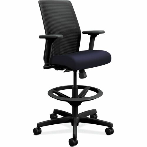 Stool, Mesh Back, Adjustable Arm, Navy
