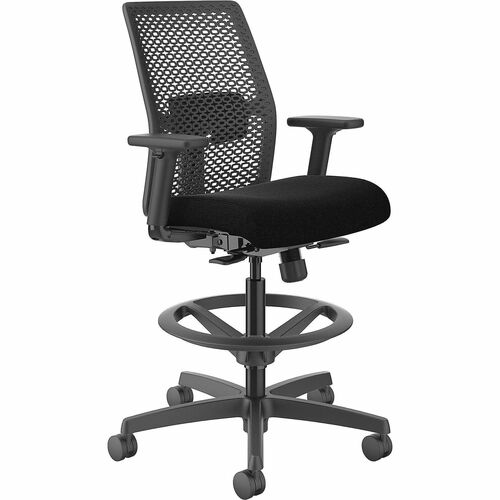 Task Stool, ReActiv Back, 26" x 22" x 52-1/2", Black Centurion Seat